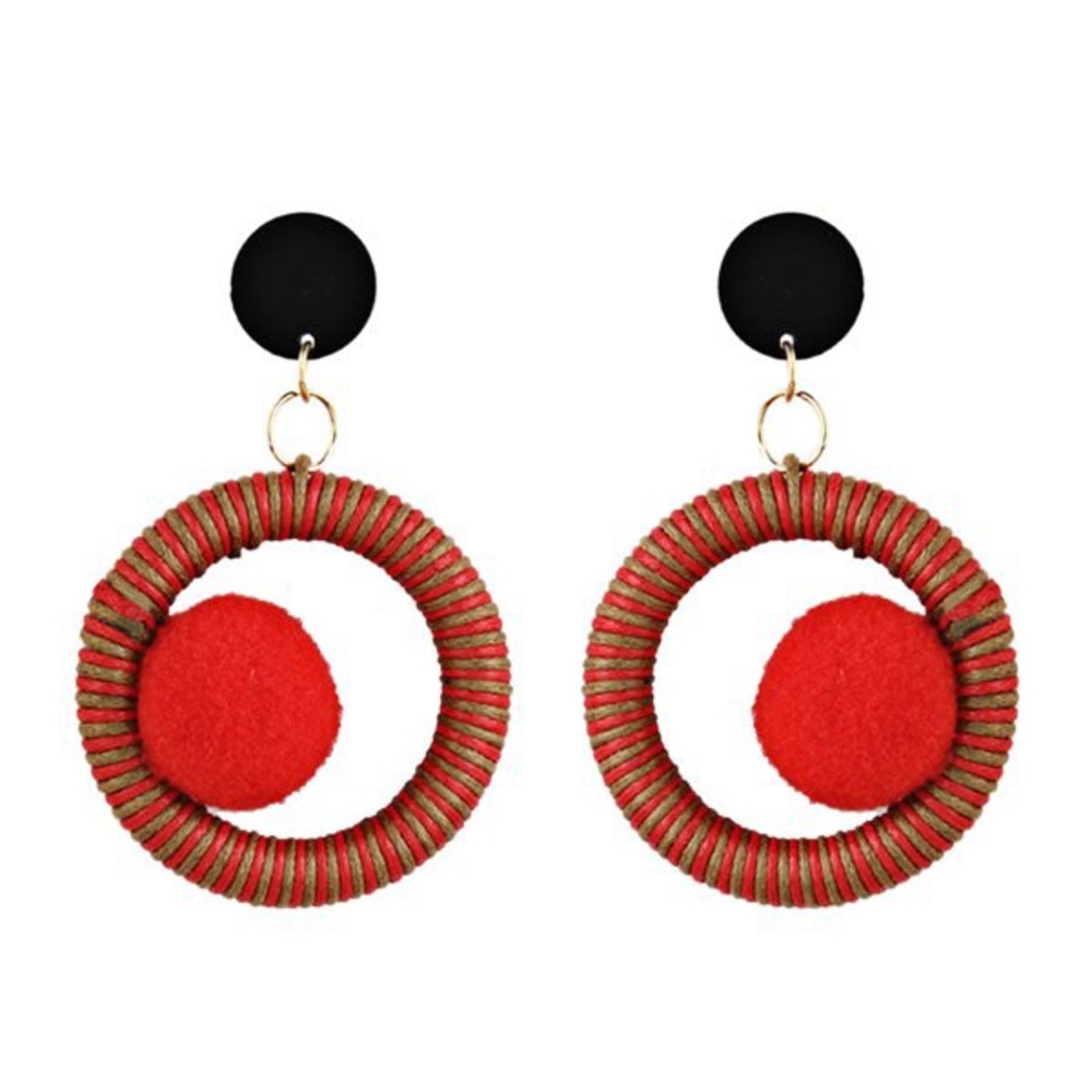 Red and gold hoops with red pompom